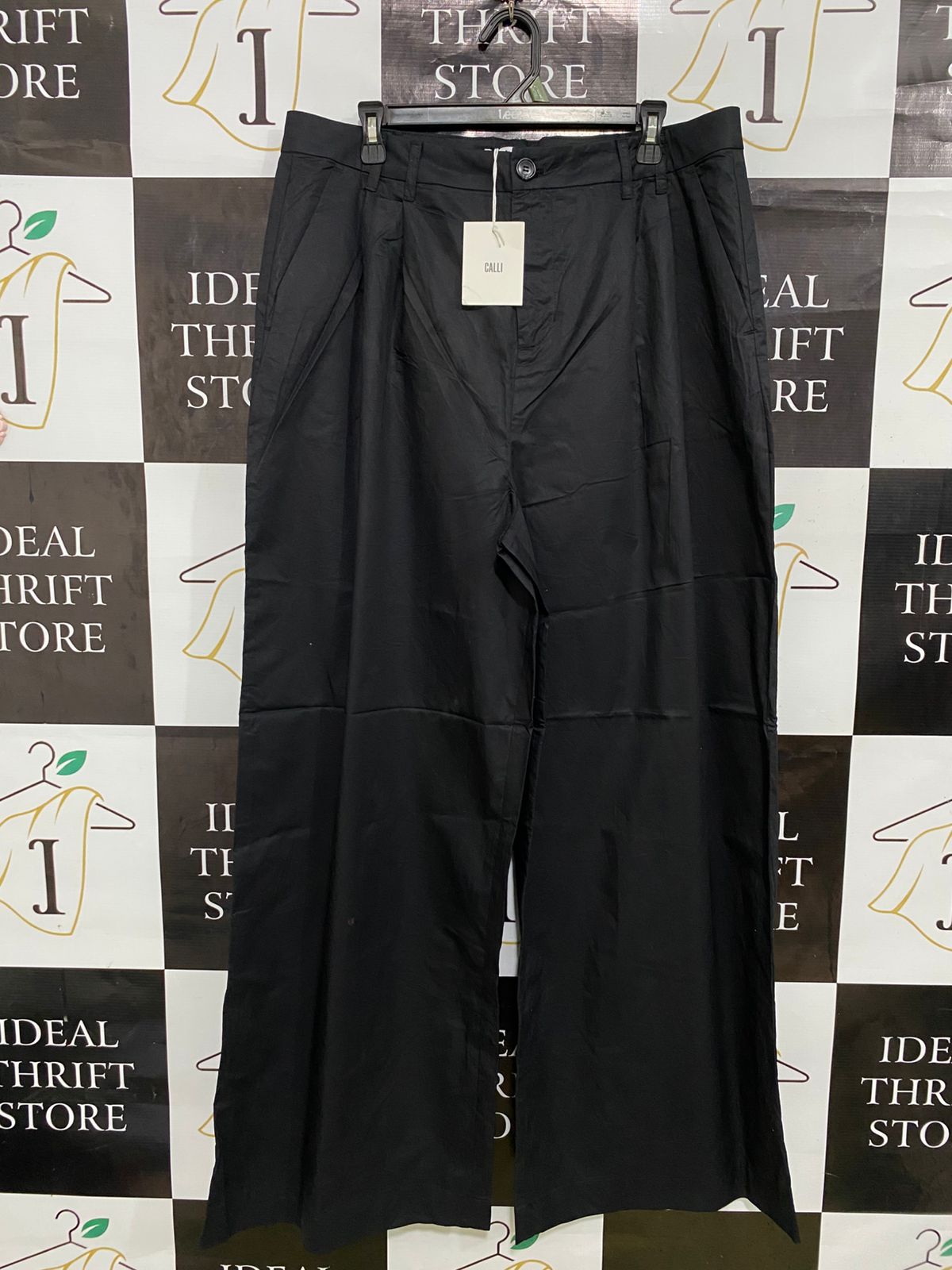 CALLI |XXL| WAIST 36| A33| BLACK TAILORED WIDE-LEG TROUSERS