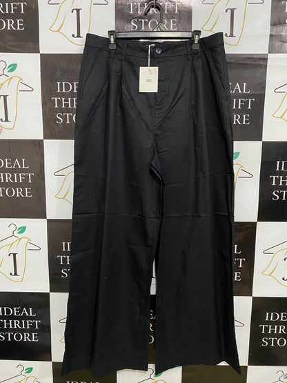 CALLI |XXL| WAIST 36| A33| BLACK TAILORED WIDE-LEG TROUSERS