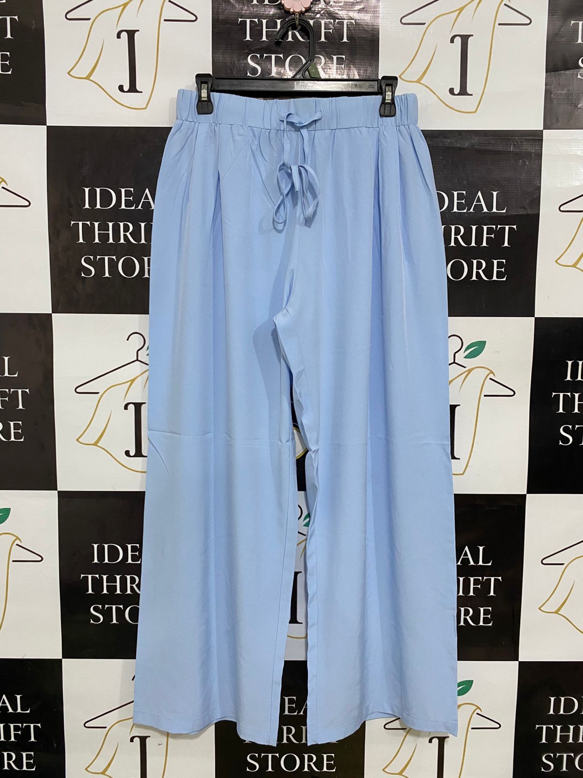 |L| WAIST 29| A33| LIGHT BLUE DRAWSTRING WIDE-LEG LOUNGE PANTS