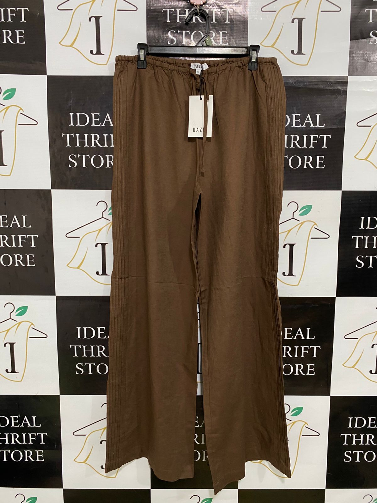 DAZIE |L| WAIST 30| A33| BROWN DRAWSTRING WIDE-LEG LOUNGE PANTS