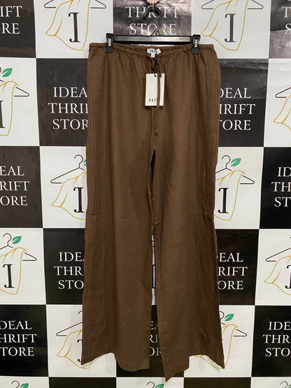 DAZIE |L| WAIST 30| A33| BROWN DRAWSTRING WIDE-LEG LOUNGE PANTS