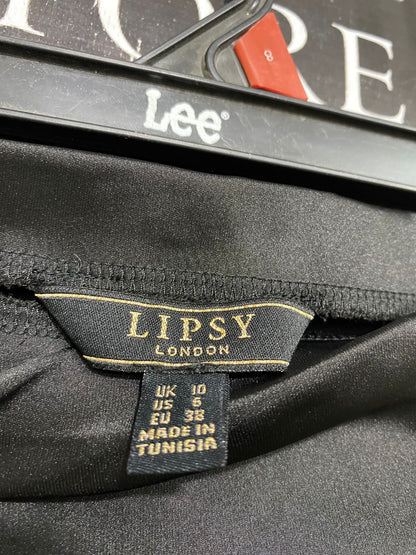 LIPSY |S| WAIST 26| A33| BLACK SATIN BUTTON-ACCENT SLIT MIDI SKIRT