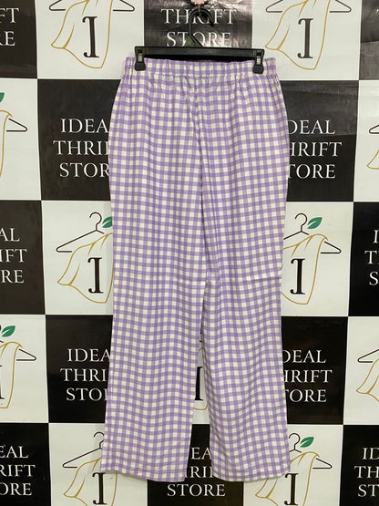 ONLY |M| WAIST 27| A33| LILAC & WHITE GINGHAM CHECK LOUNGE TROUSERS