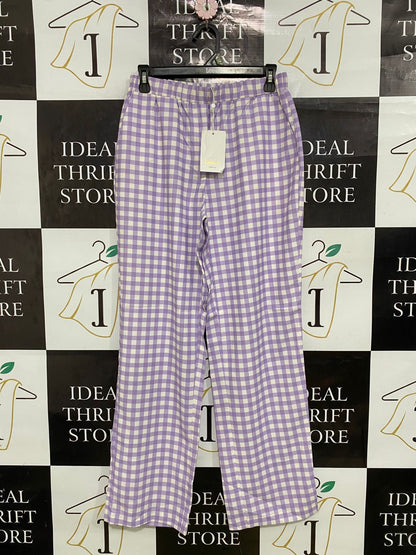 ONLY |M| WAIST 27| A33| LILAC & WHITE GINGHAM CHECK LOUNGE TROUSERS
