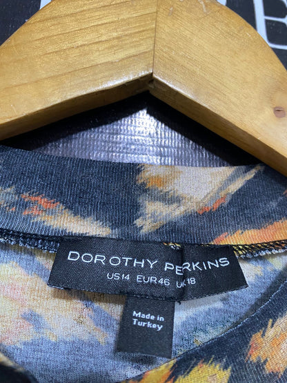 DOROTHY PERKINS |L| BUST 19| A33| ABSTRACT PRINT MOCK-NECK LONG-SLEEVE MIDI DRESS