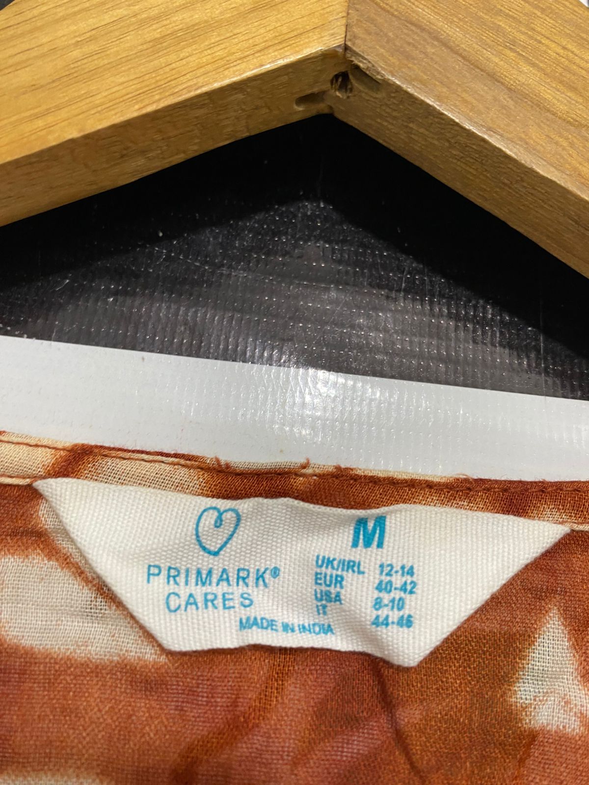 PRIMARK CARES |M| BUST FREE| A33| RUST BROWN TIE-DYE GEOMETRIC KAFTAN MIDI DRESS