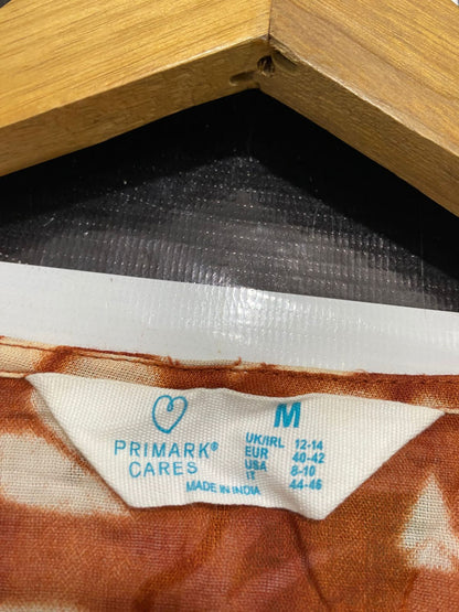 PRIMARK CARES |M| BUST FREE| A33| RUST BROWN TIE-DYE GEOMETRIC KAFTAN MIDI DRESS