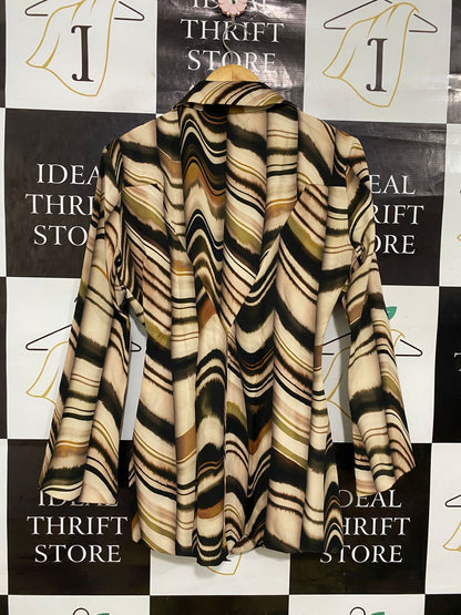 ZARA |M| BUST 18| A33| ABSTRACT SWIRL PRINT RUCHED COLLARED SHIRT