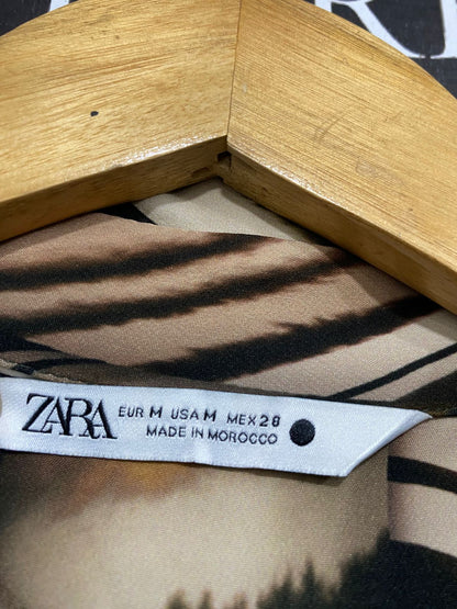 ZARA |M| BUST 18| A33| ABSTRACT SWIRL PRINT RUCHED COLLARED SHIRT