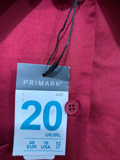 PRIMARK |XL| BUST 24| A33| CRIMSON SATIN OVERSIZED BUTTON-UP SHIRT DRESS