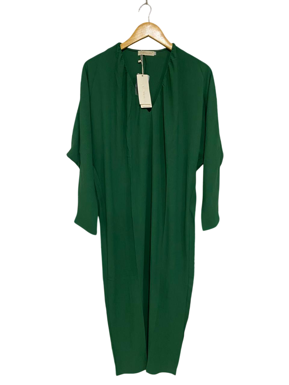 VOYELLES |M/L| BUST FREE| A34| EMERALD GREEN SOLID LONG-SLEEVE MIDI DRESS