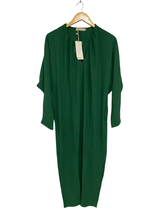 VOYELLES |M/L| BUST FREE| A34| EMERALD GREEN SOLID LONG-SLEEVE MIDI DRESS