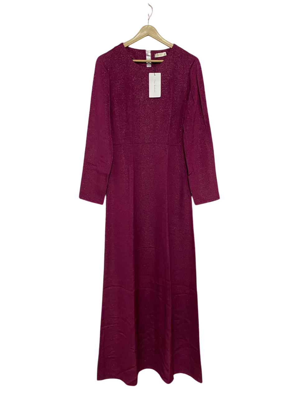 STINE GOYA |M| BUST 17| A34| MAGENTA METRIC SHIMMER LONG-SLEEVE MAXI DRESS