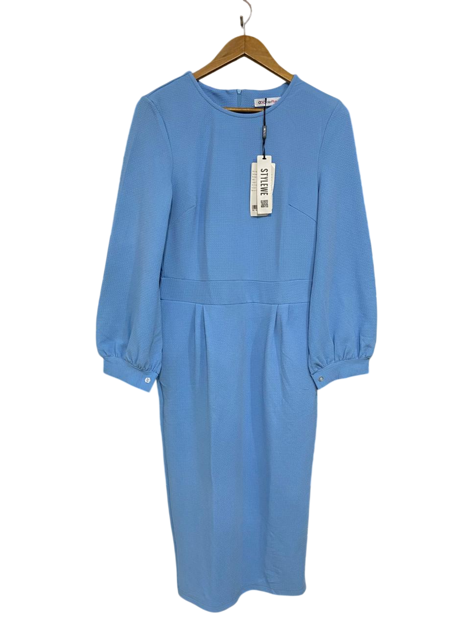 ORDER PLUS |L| BUST 17| A34| STYLEWE LIGHT BLUE TEXTURED LONG-SLEEVE MIDI DRESS