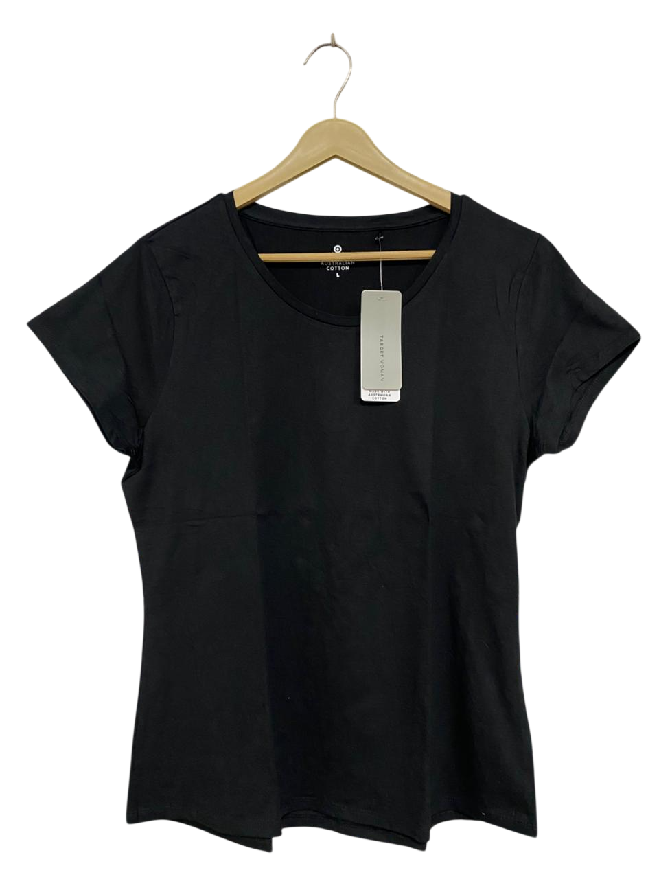 TARGET ACTIVE |L| BUST 18| A34| BLACK AUSTRALIAN COTTON SCOOP-NECK BASIC T-SHIRT