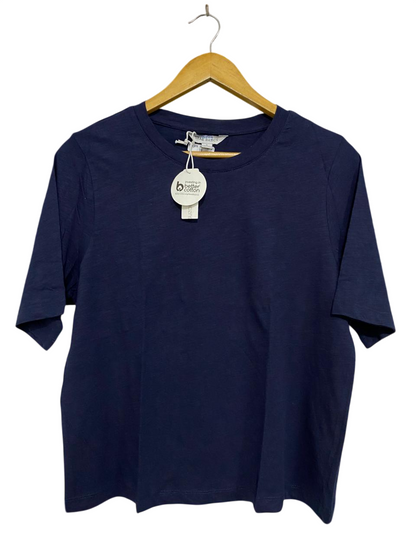 GRAE BASICS |S| BUST 19| A34| NAVY BLUE RELAXED-FIT COTTON CREWNECK T-SHIRT