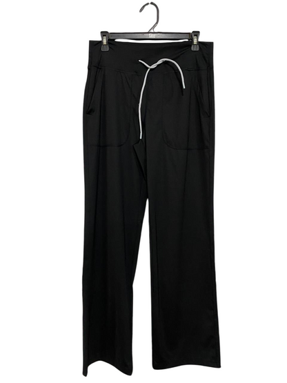 |L| WAIST 30| A34| BLACK DRAWSTRING ELASTIC-WAIST POCKETED WIDE-LEG LOUNGE TROUSERS