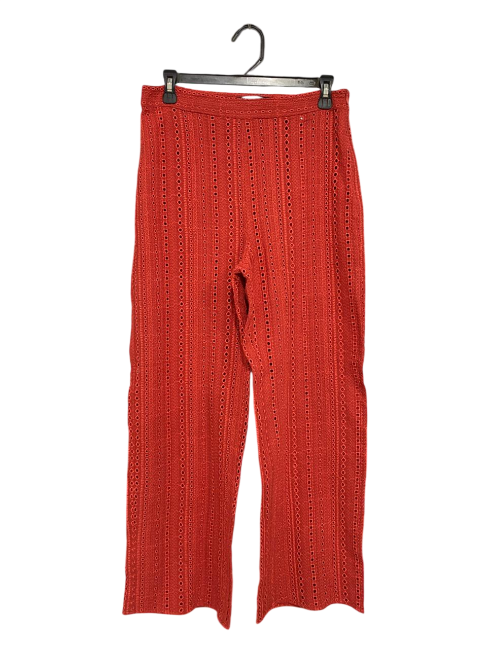 ZARA |M| WAIST 29| A34| RUST ORANGE CROCHET EYELET LACE WIDE-LEG TROUSERS