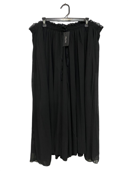 CITY CHIC |XXL| WAIST 38| A34| BLACK SHEER RUFFLED-WAIST WIDE-LEG PALAZZO TROUSERS