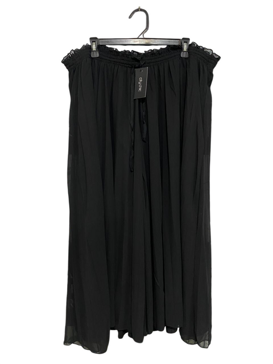 CITY CHIC |XXL| WAIST 38| A34| BLACK SHEER RUFFLED-WAIST WIDE-LEG PALAZZO TROUSERS