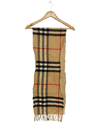 BURBERRY CLASSIC CAMEL PLAID FRINGED WINTER SCARF