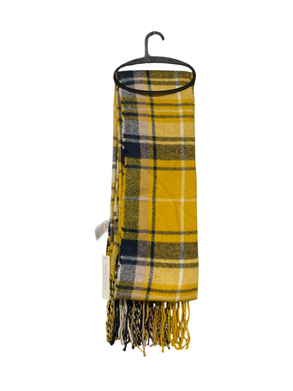 NEW LOOK MUSTARD YELLOW PLAID FRINGED WINTER SCARF