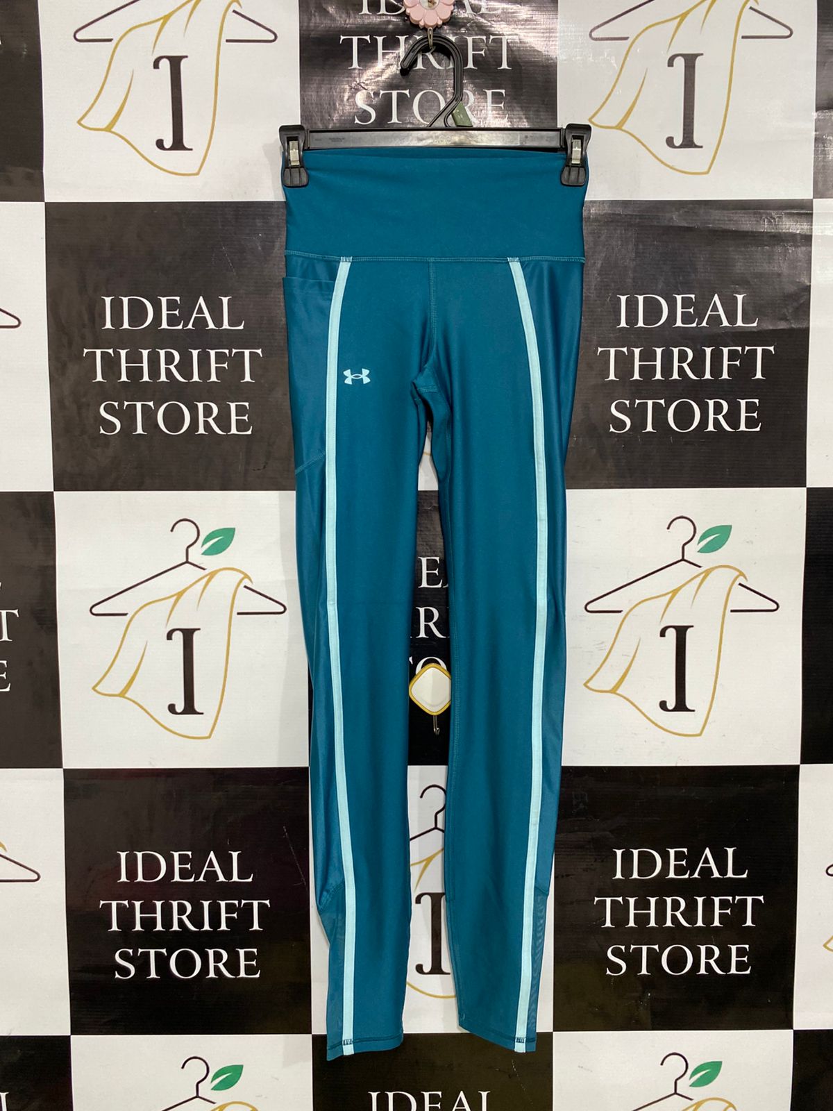 UNDER ARMOUR |XS| WAIST 22| A34| TEAL HIGH-WAISTED ATHLETIC LEGGINGS