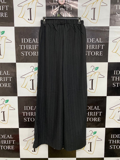 SHEIN |M| WAIST 26| A34| BLACK PLEATED ELASTIC-WAIST WIDE-LEG TROUSERS