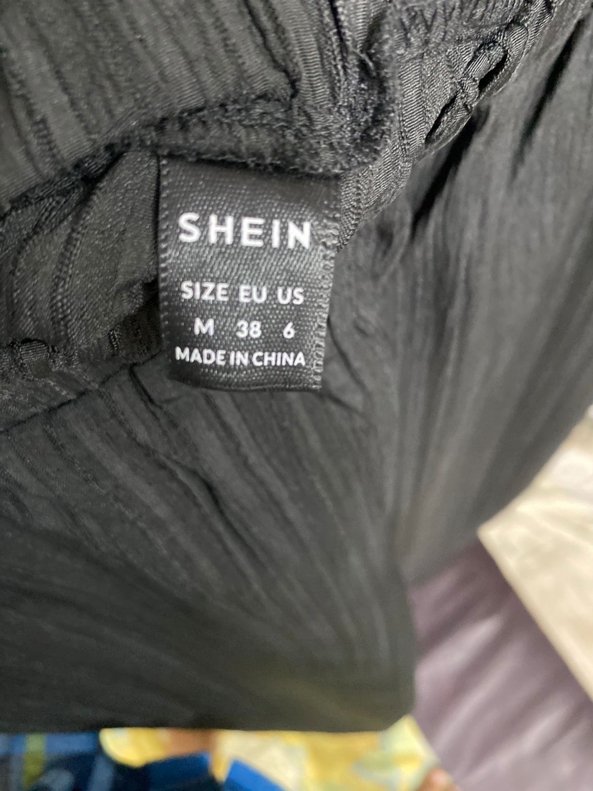 SHEIN |M| WAIST 26| A34| BLACK PLEATED ELASTIC-WAIST WIDE-LEG TROUSERS