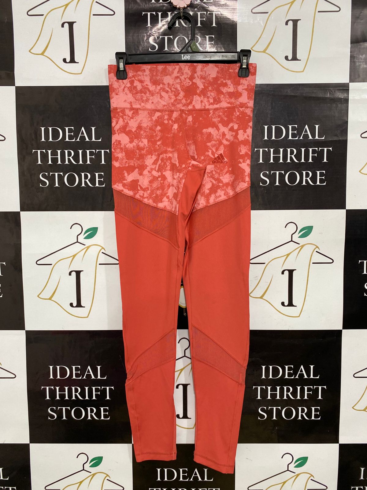 ADIDAS |S| WAIST 26| A34| CORAL CAMO & MESH ACCENT ATHLETIC LEGGINGS