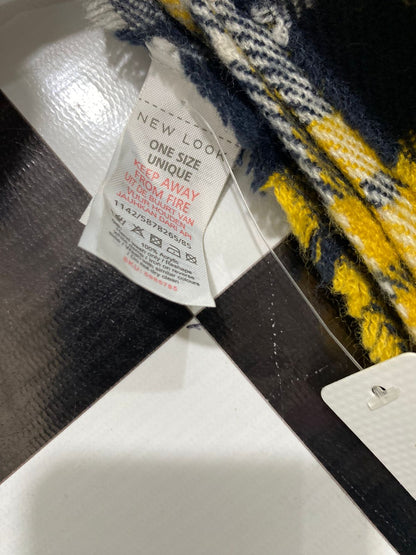 NEW LOOK MUSTARD YELLOW PLAID FRINGED WINTER SCARF