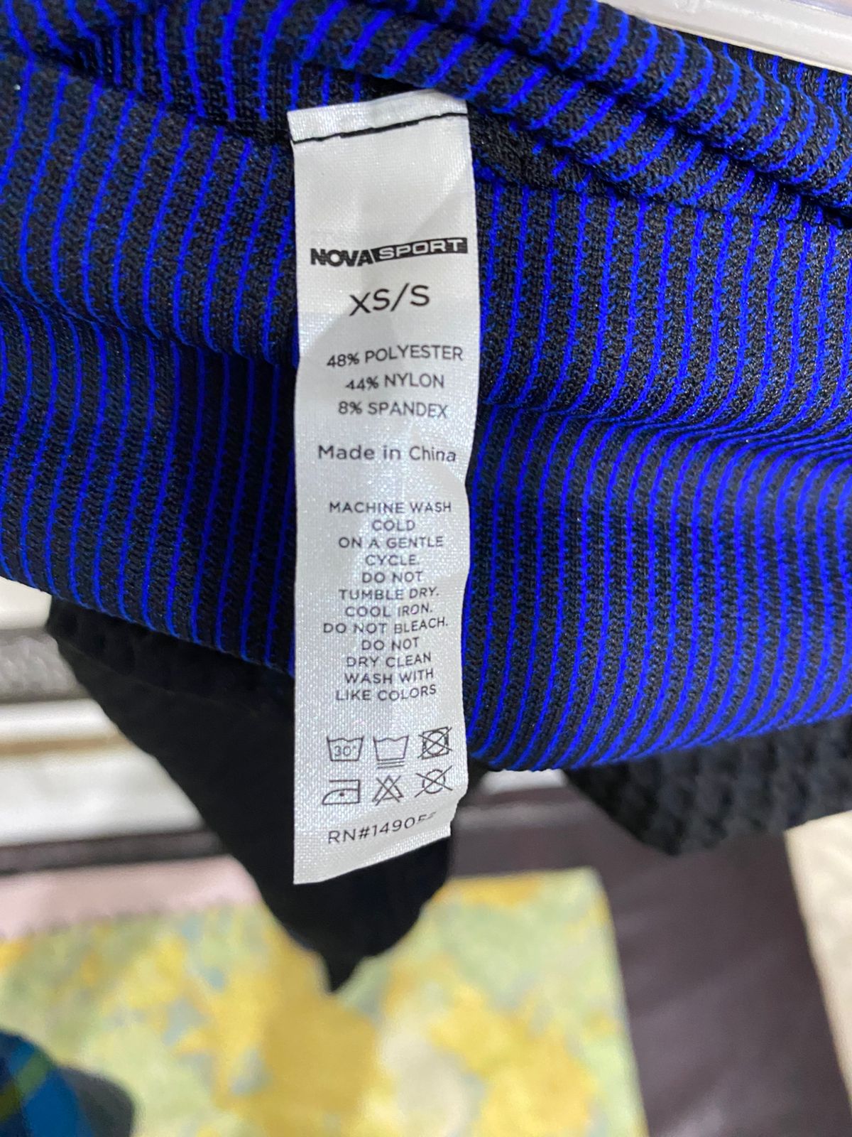NOVA FASHION |XS| WAIST 21| A34| BLUE & BLACK SEAMLESS MESH-PANEL ATHLETIC LEGGINGS