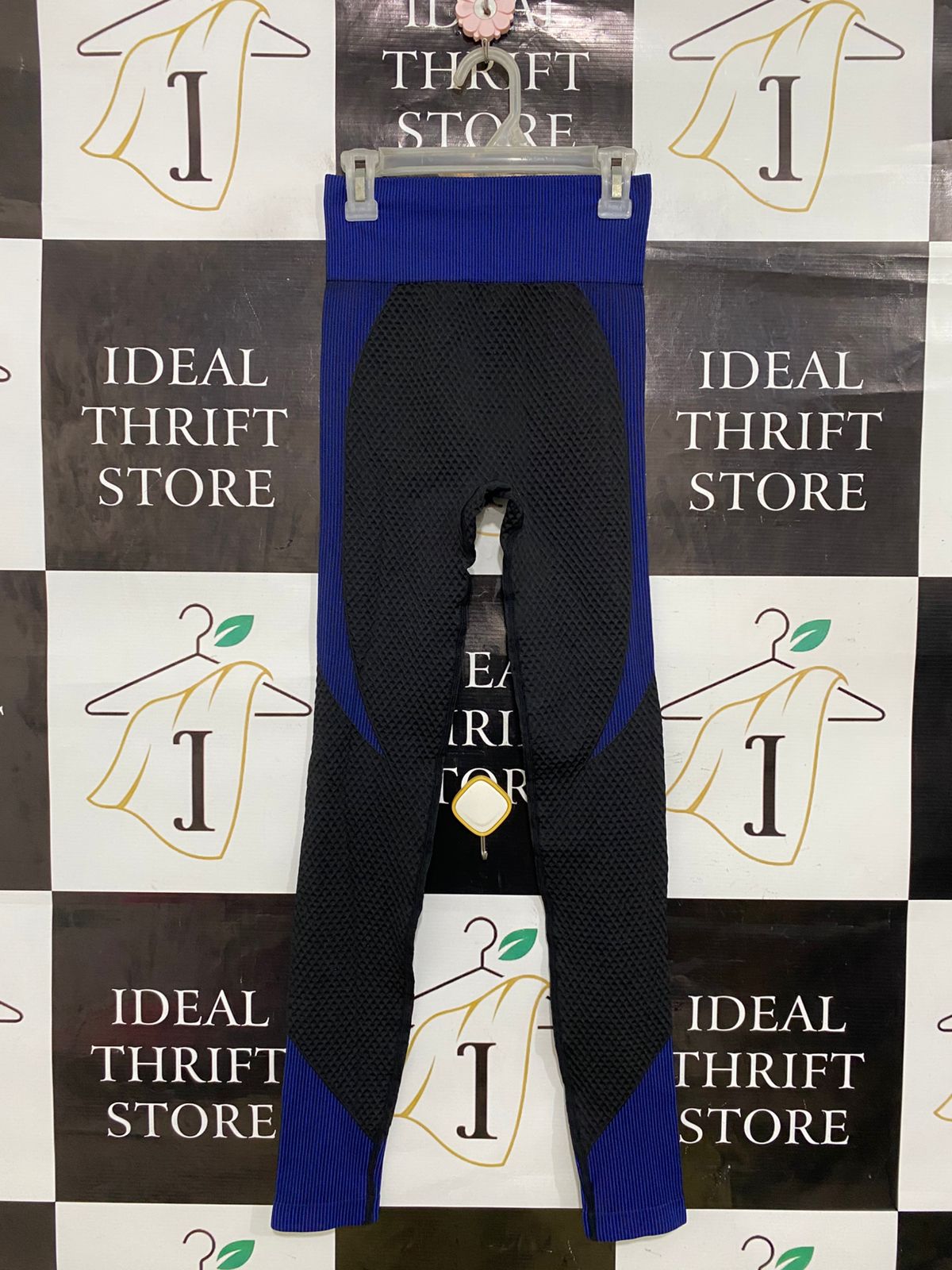 NOVA FASHION |XS| WAIST 21| A34| BLUE & BLACK SEAMLESS MESH-PANEL ATHLETIC LEGGINGS