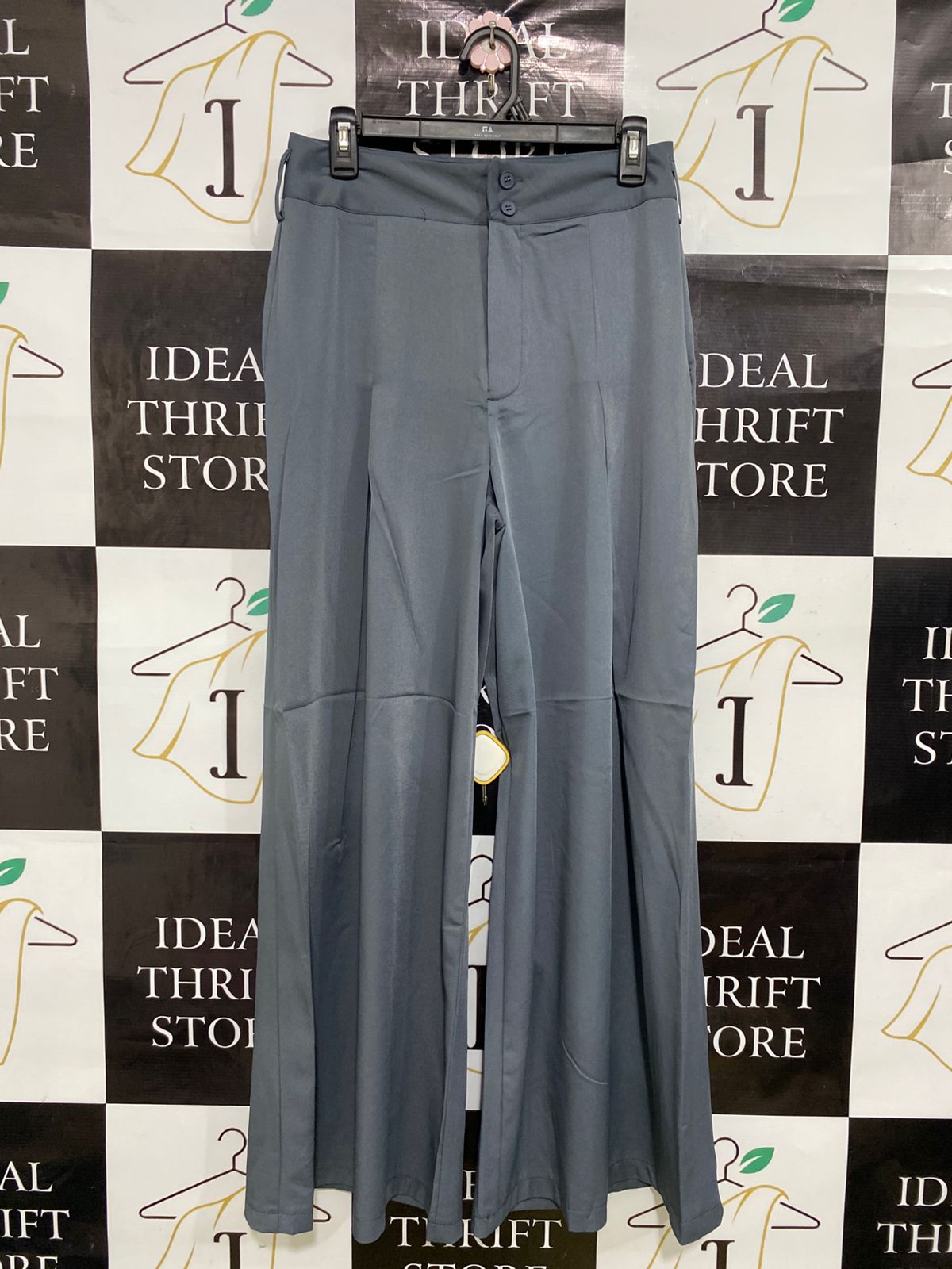SHEIN |M| WAIST 26| A34| SLATE GREY HIGH-WAISTED WIDE-LEG TAILORED TROUSERS
