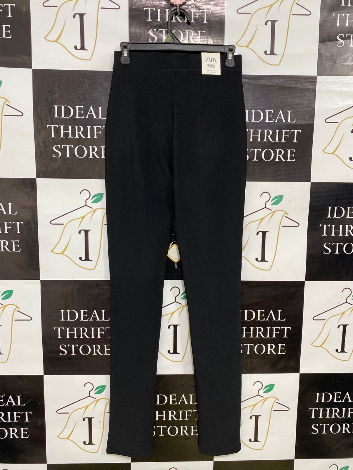 ZARA |M| WAIST 26| A34| BLACK HIGH-WAISTED FRONT-SLIT TAILORED TROUSERS