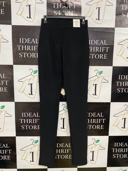 ZARA |M| WAIST 26| A34| BLACK HIGH-WAISTED FRONT-SLIT TAILORED TROUSERS