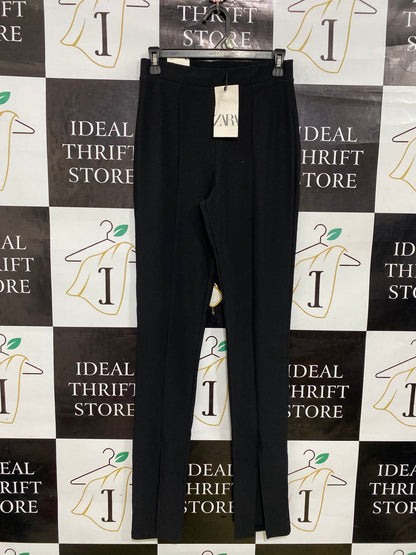 ZARA |M| WAIST 26| A34| BLACK HIGH-WAISTED FRONT-SLIT TAILORED TROUSERS