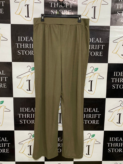 H&M |L| WAIST 34| A34| OLIVE GREEN HIGH-WAISTED FRONT-PLEAT WIDE-LEG TROUSERS