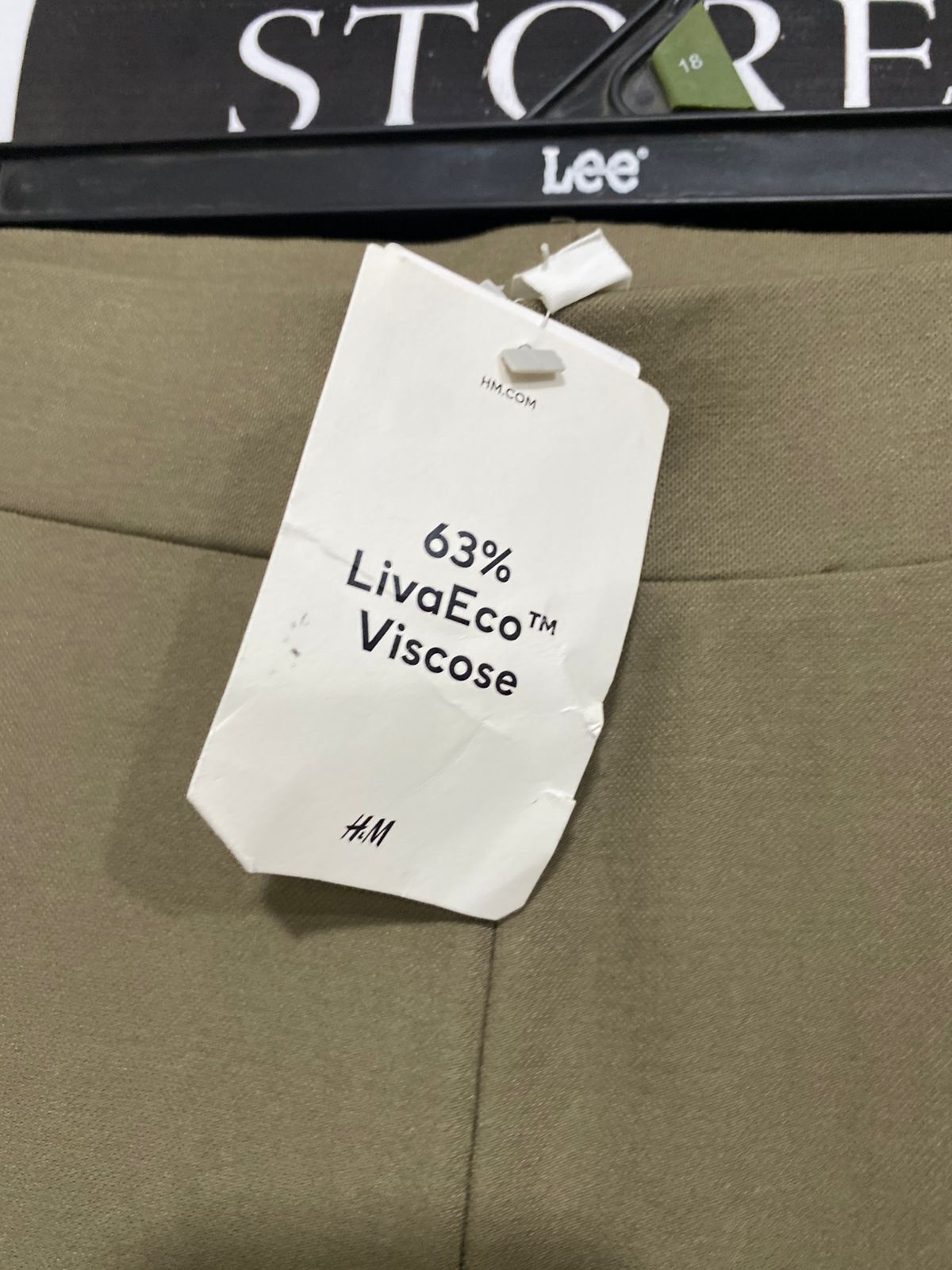 H&M |L| WAIST 34| A34| OLIVE GREEN HIGH-WAISTED FRONT-PLEAT WIDE-LEG TROUSERS