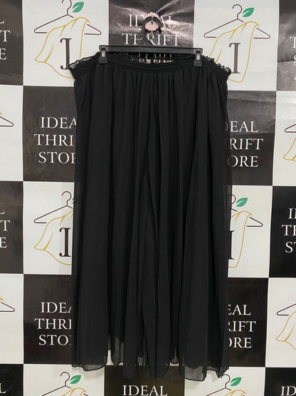 CITY CHIC |XXL| WAIST 38| A34| BLACK SHEER RUFFLED-WAIST WIDE-LEG PALAZZO TROUSERS