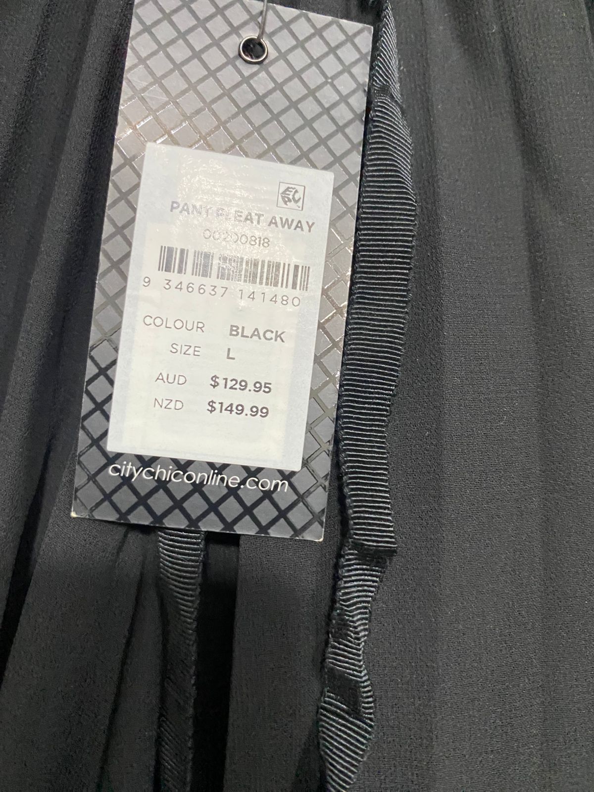 CITY CHIC |XXL| WAIST 38| A34| BLACK SHEER RUFFLED-WAIST WIDE-LEG PALAZZO TROUSERS