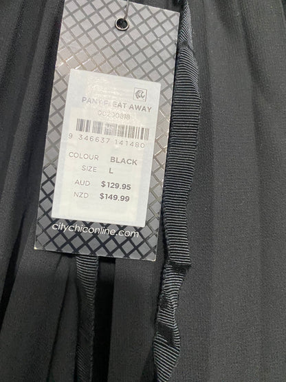 CITY CHIC |XXL| WAIST 38| A34| BLACK SHEER RUFFLED-WAIST WIDE-LEG PALAZZO TROUSERS