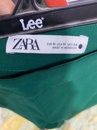 ZARA |M| WAIST 30| A34| EMERALD GREEN HIGH-WAISTED WIDE-LEG TAILORED TROUSERS