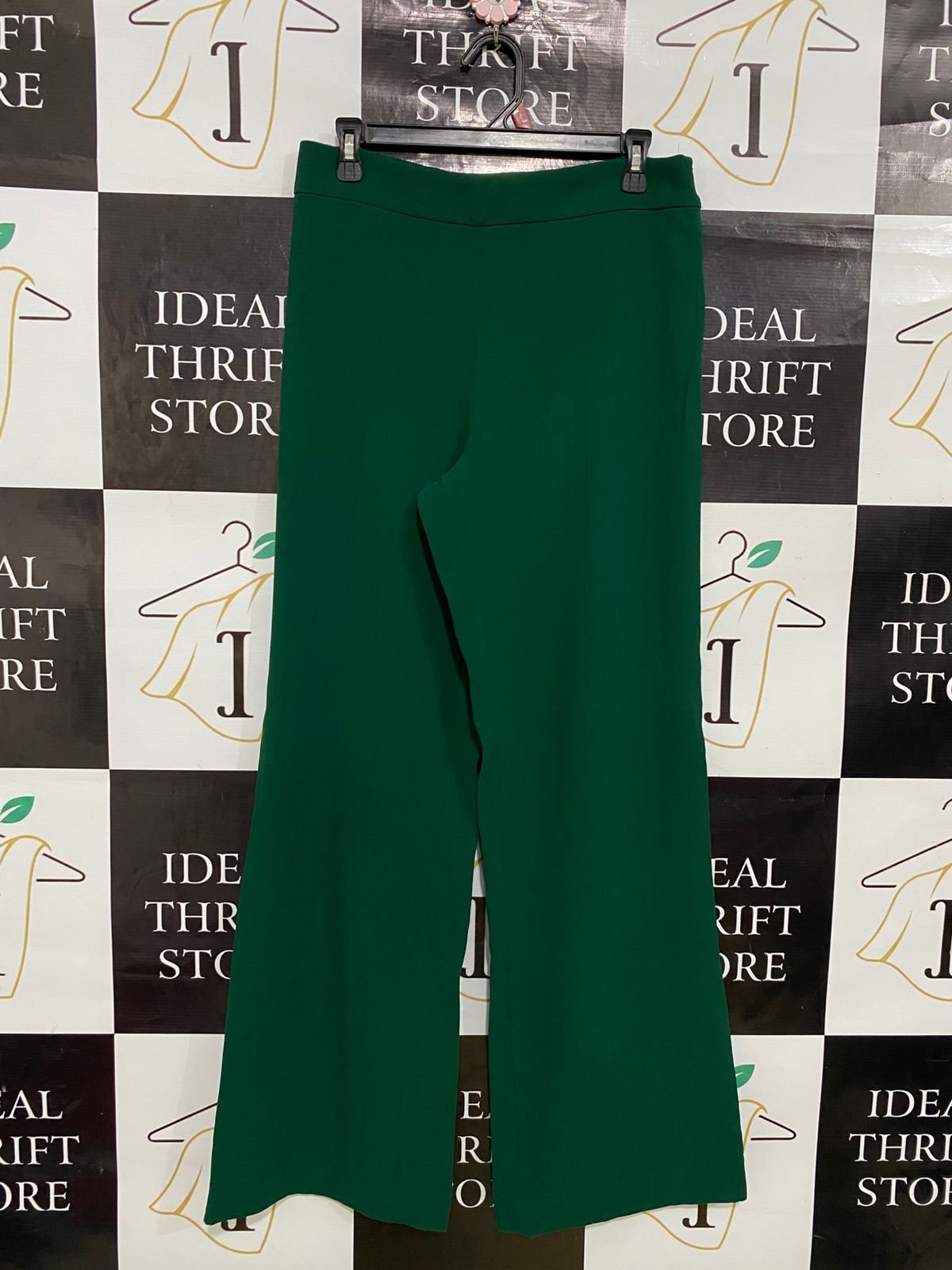 ZARA |M| WAIST 30| A34| EMERALD GREEN HIGH-WAISTED WIDE-LEG TAILORED TROUSERS