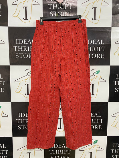 ZARA |M| WAIST 29| A34| RUST ORANGE CROCHET EYELET LACE WIDE-LEG TROUSERS
