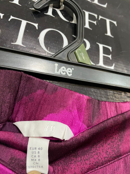 H&M |M| WAIST 28| A34| MAGENTA & BURGUNDY ABSTRACT PRINT SATIN WIDE-LEG TROUSERS