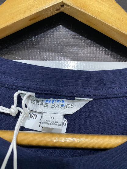 GRAE BASICS |S| BUST 19| A34| NAVY BLUE RELAXED-FIT COTTON CREWNECK T-SHIRT