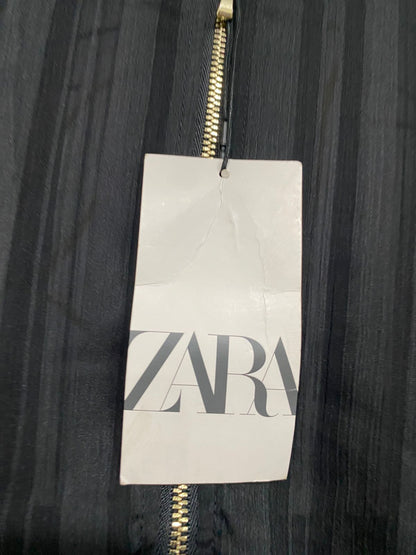 ZARA |S| BUST 20| A34| BLACK SHEER STRIPED ZIP-UP BOMBER JACKET