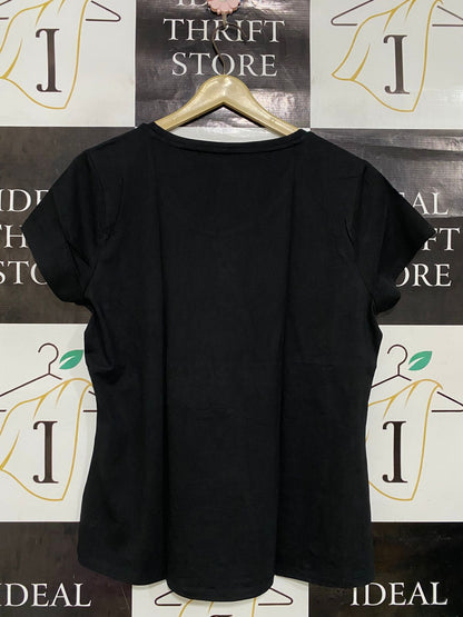 TARGET ACTIVE |L| BUST 18| A34| BLACK AUSTRALIAN COTTON SCOOP-NECK BASIC T-SHIRT