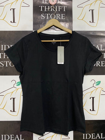 TARGET ACTIVE |L| BUST 18| A34| BLACK AUSTRALIAN COTTON SCOOP-NECK BASIC T-SHIRT